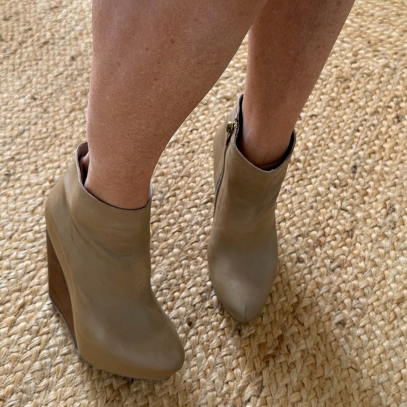 REVOLVE Pura Lopez Wedge Bootie Light Tan Leather Super comfortable Sexy 🔥 - Picture 8 of 16
